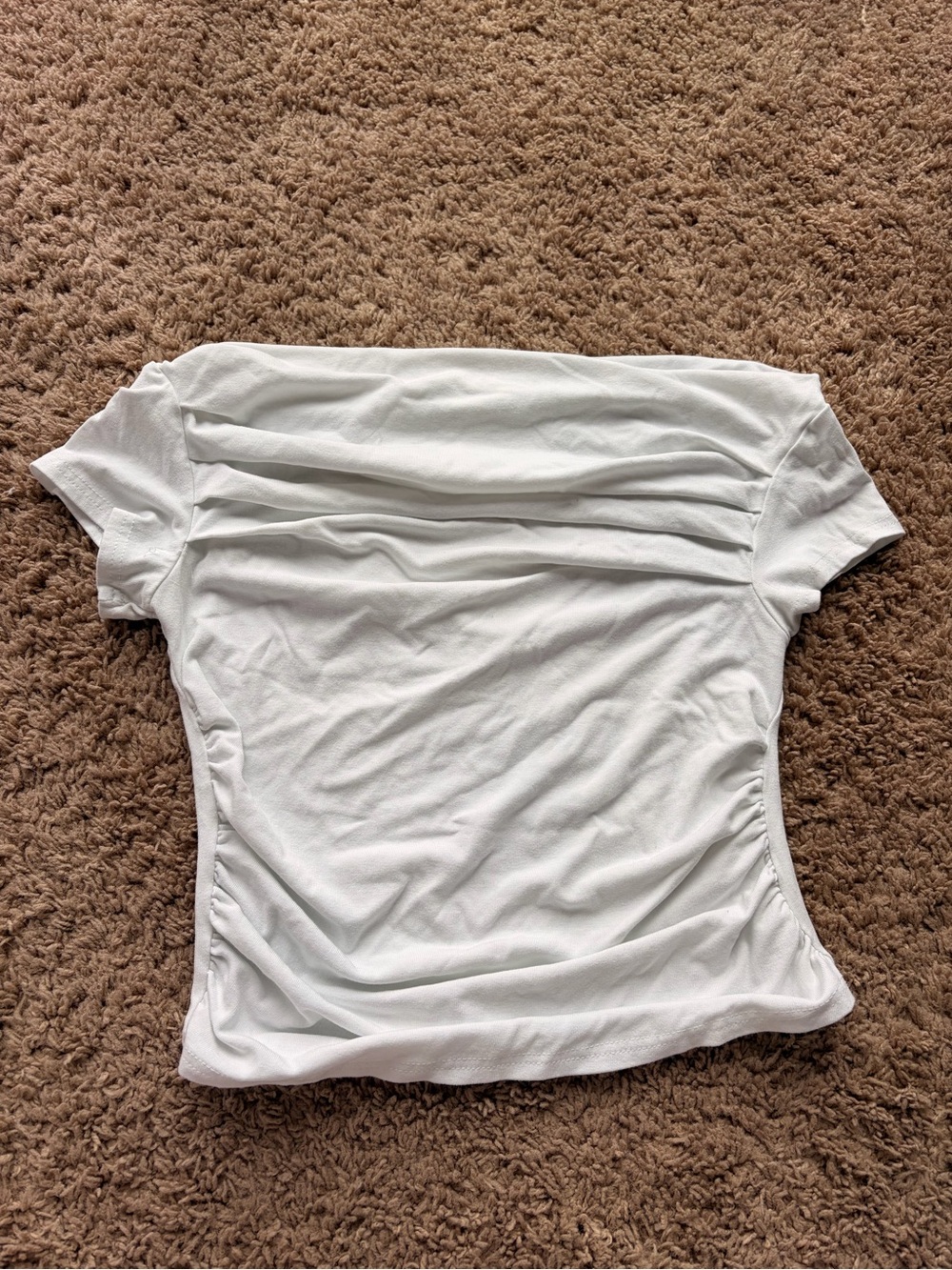 Ruched Side White Short Sleeve Women's Tee